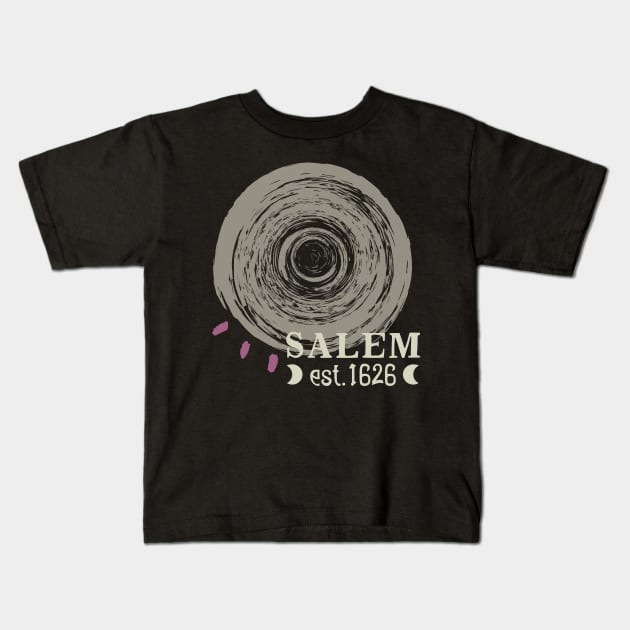 Salem Established 1626 Witch Trials Wicca Samhain Kids T-Shirt by Apathecary